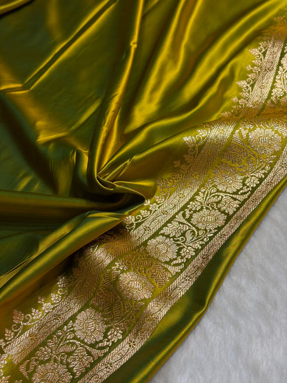 Liril Green Booti Pattern Satin Katan Silk Saree SK66
