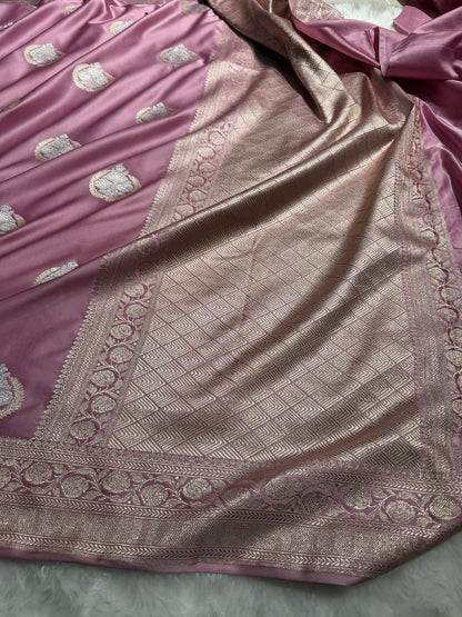 BlushPink Minakari Boota Mashru Silk Saree MS35