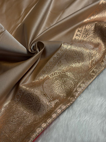 Tusser Banarasi Jaal Satin Katan Silk Saree SK06