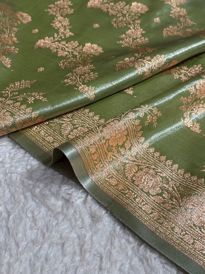 Satin Silk Saree Banarasi Cross with booti In Pista Shades SS22