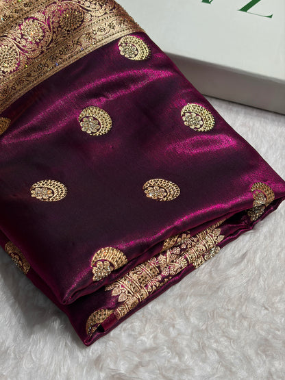 Chand Tara Cross Wine Boota With Traditional Banarasi Swarovski Work BSS04 (R)