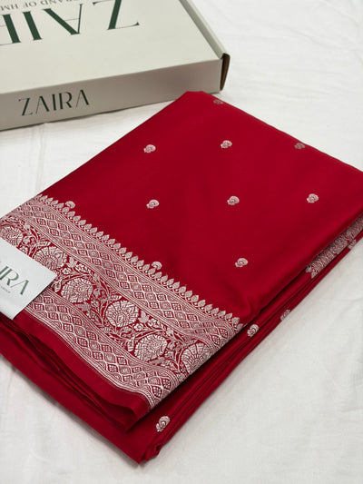 Red Shade With Booti Pattern Mashru Silk Saree