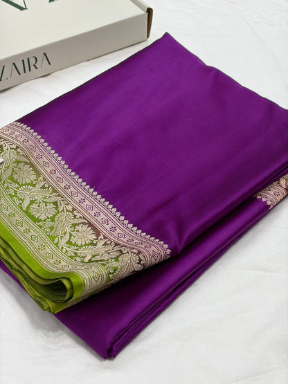 Wine / Green Contrast Shade With Booti Pattern Mashru Silk Saree