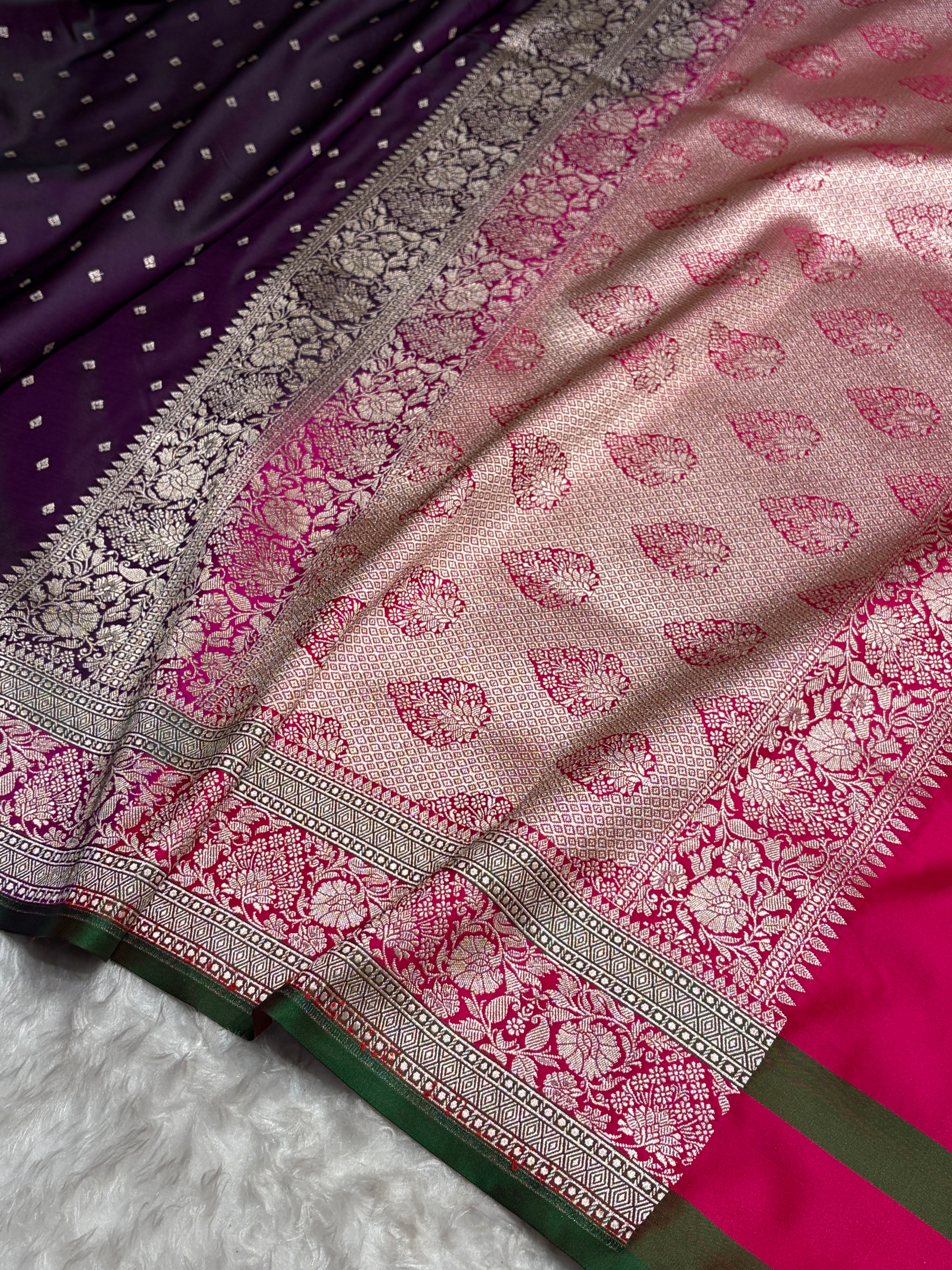 Contrast Wine With Rani Floral Border Mashru Silk Saree MSM-99
