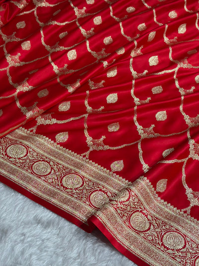 Bridal Red Jaal Pattern  Banarasi Katan Silk Saree SK14