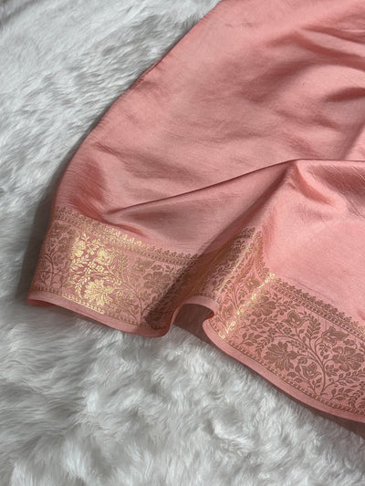 Peach Shade Flower Boota Pure Caramel Mango Silk Saree CS-17