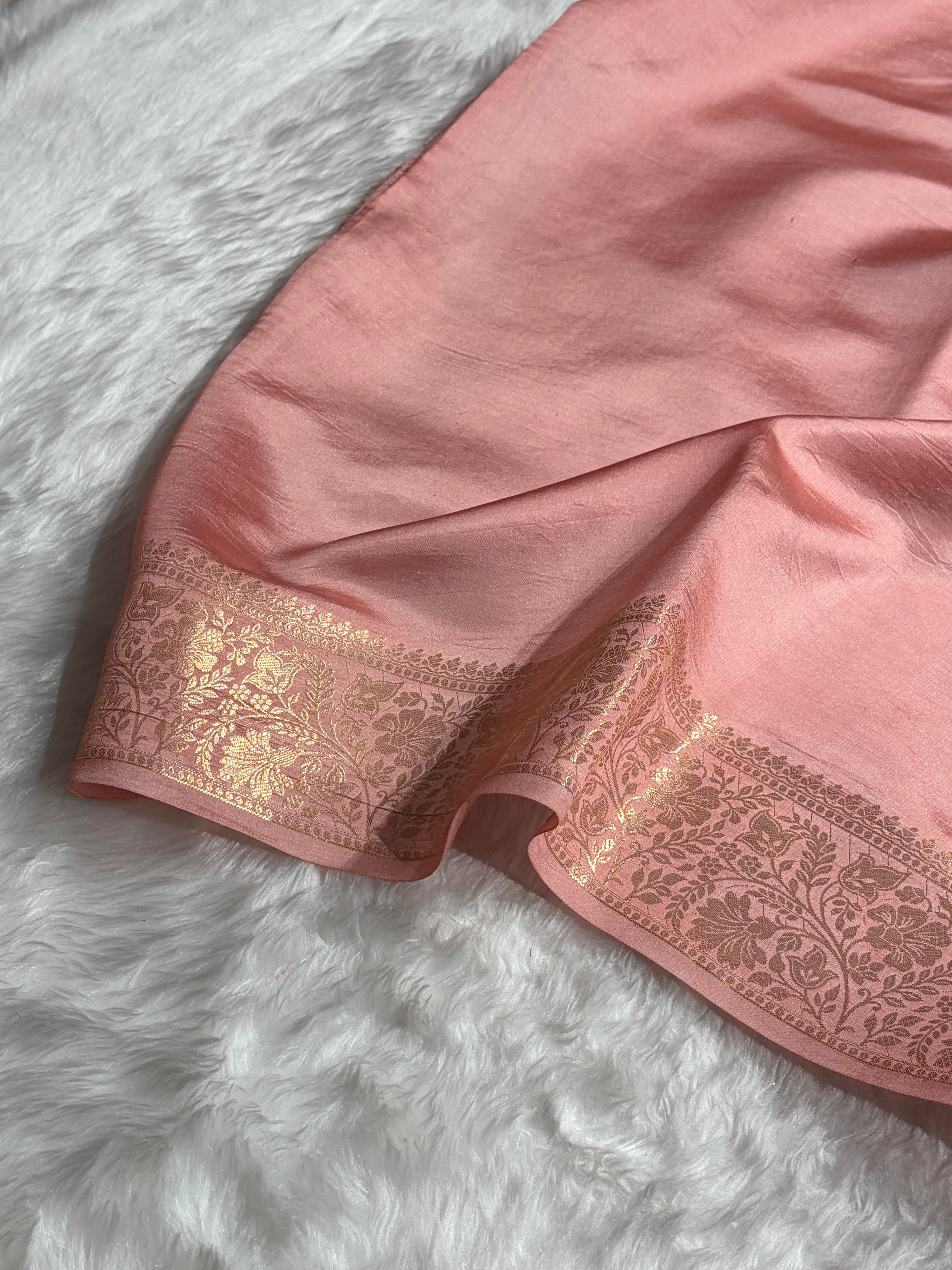 Peach Shade Flower Boota Pure Caramel Mango Silk Saree CS-17