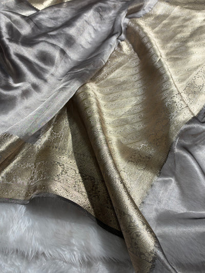 Banarasi Gray Shades Pure Tissue Silk Saree PT-61