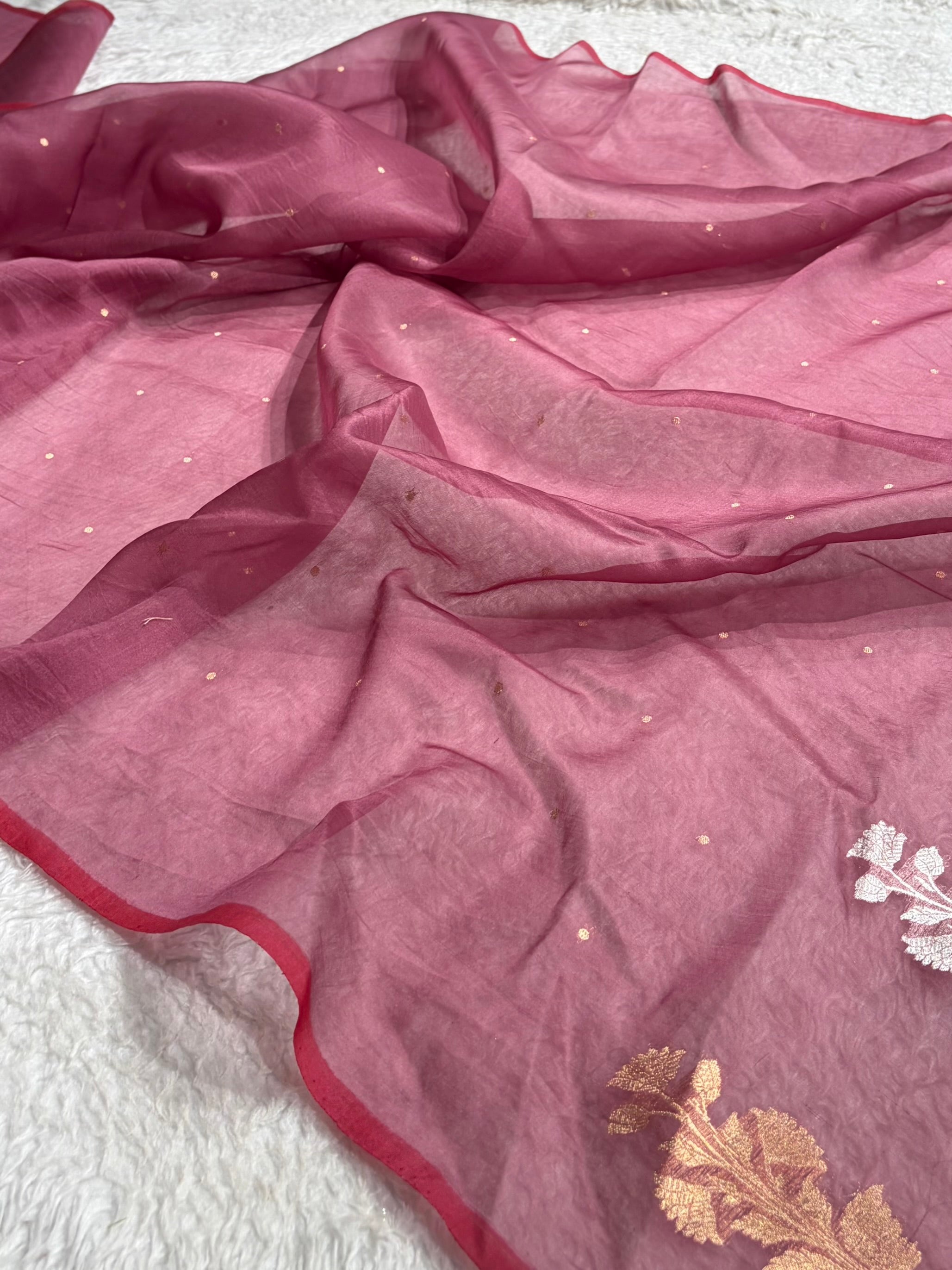 Banarasi Pure Organza Wine Shades Banarasi Silk Saree PO-35