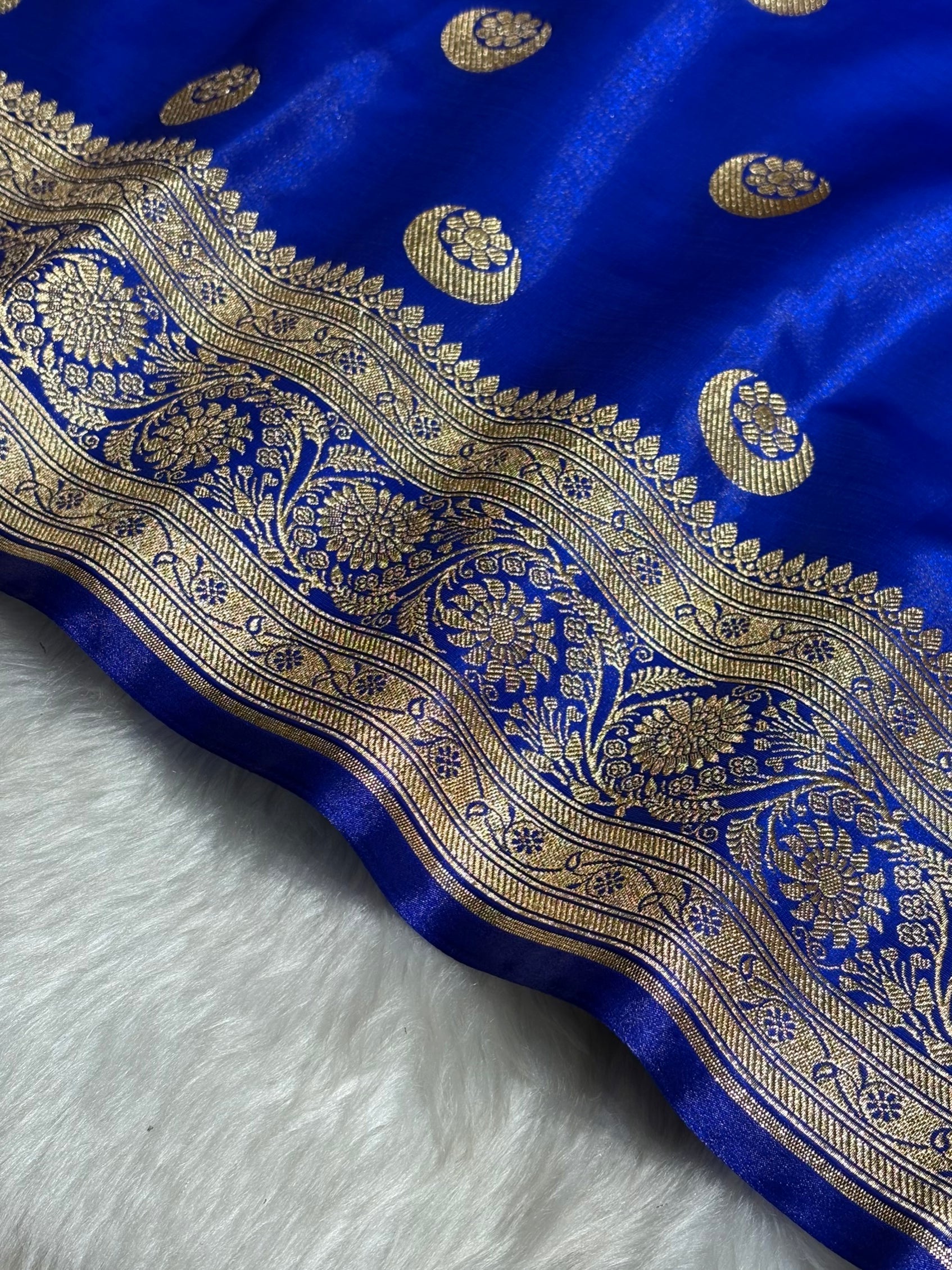Bright Royal blue Chand Tara Satin Silk Saree SS04
