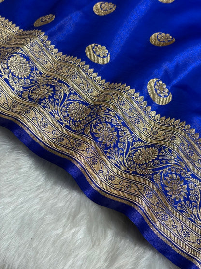 Bright Royal blue Chand Tara Satin Silk Saree SS04