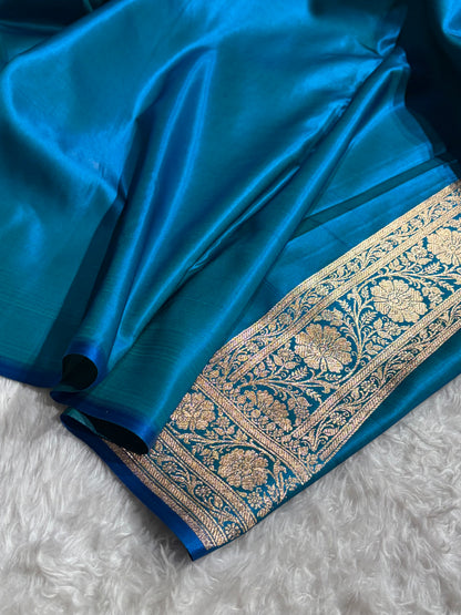 Satin Silk Unique Jaal Pattern In Peacock Shades
