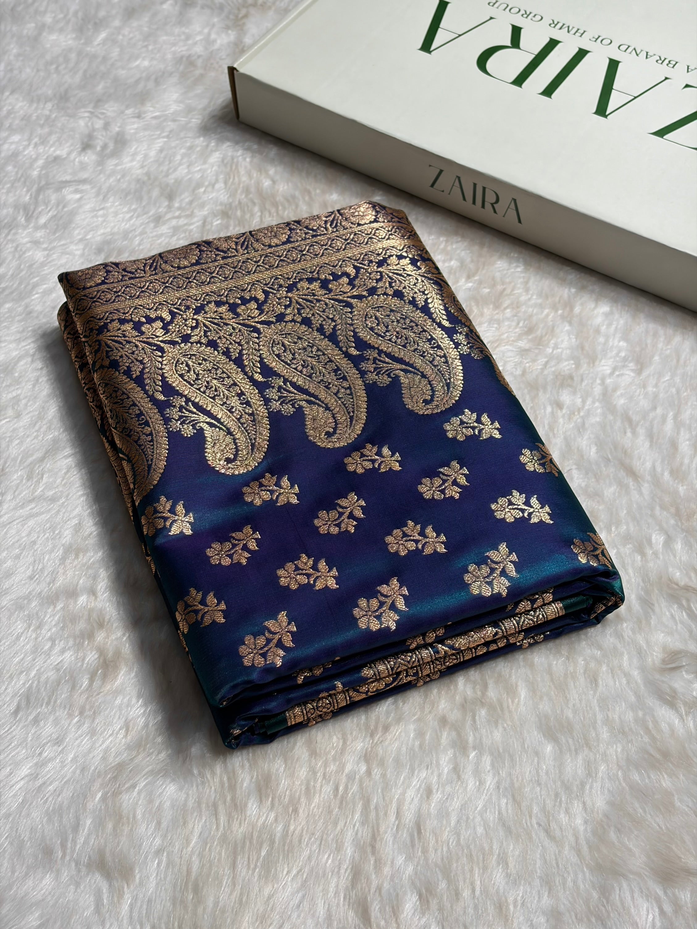 Peacock Shades Banarasi Satin Silk Saree SS34