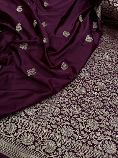 Wine Boota Mashru Silk Saree