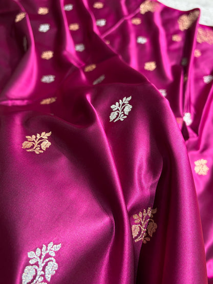 Wine Shades Banarasi With Floral Border Mashru Silk Saree MSM-126