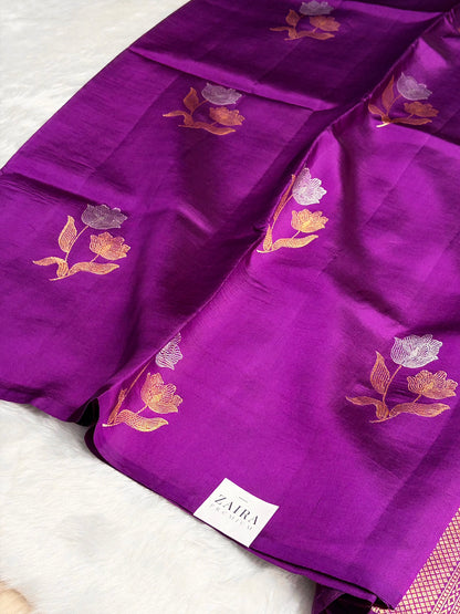 Wine Shades Meena Boota Handwoven Raw Mango Silk RM-35