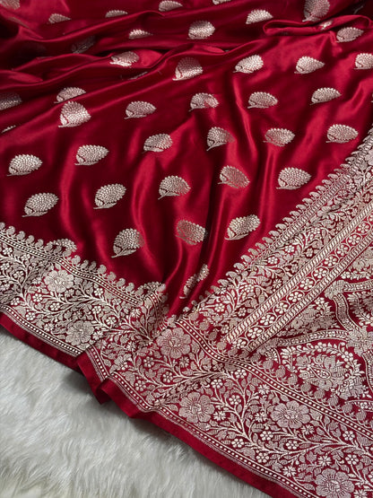 Maroon Tree Boota Motif Mashru Silk Saree MS19
