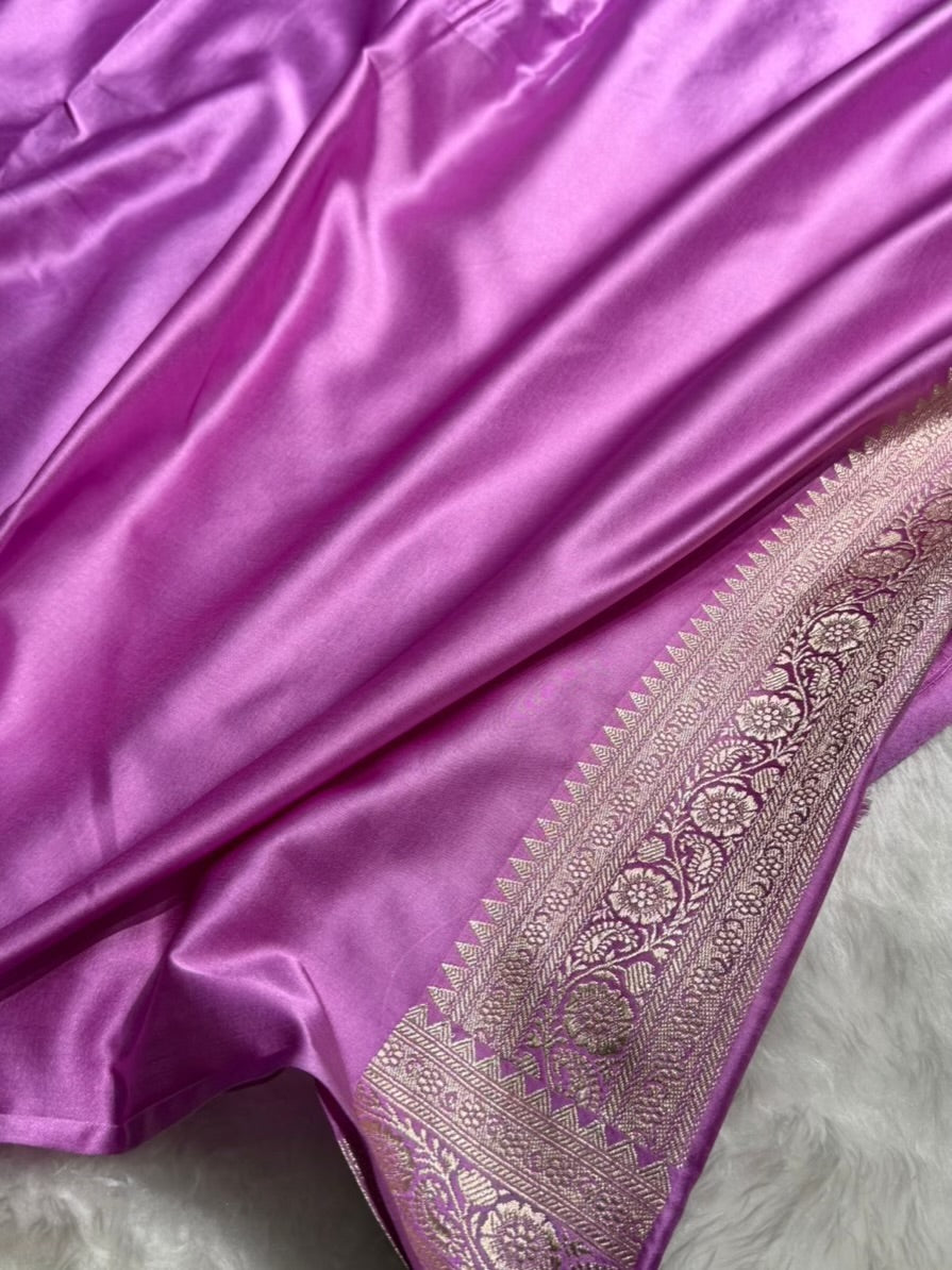 Lavender Rangkat Mashru Silk Saree With Cross Pattern MSRK03