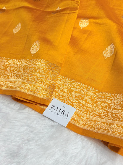 Mustard Shades Meena Boota Handwoven Raw Mango Silk RM-31