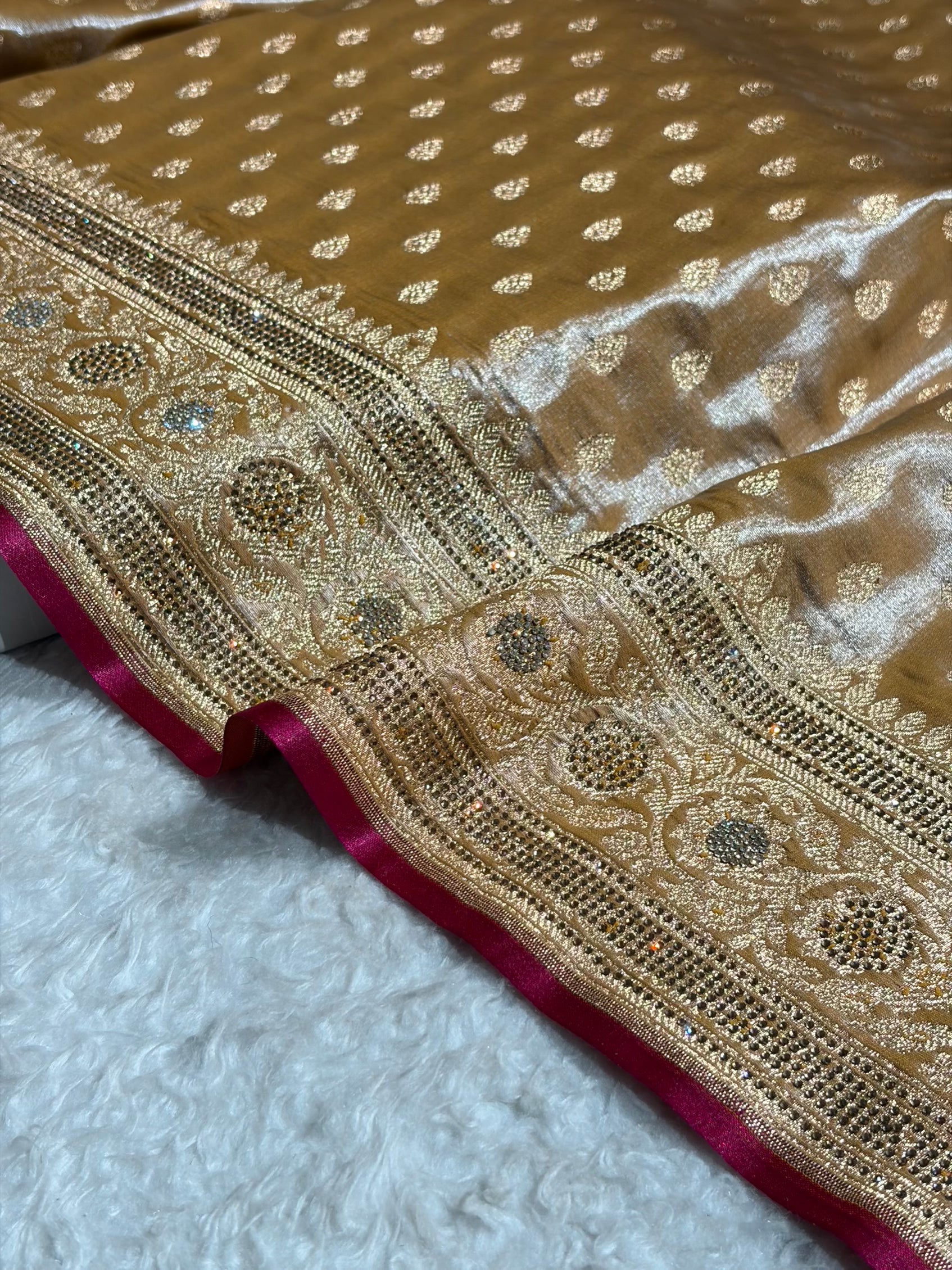 Birdal Satin Silk Booti in Beige Shades BSS01 (w)