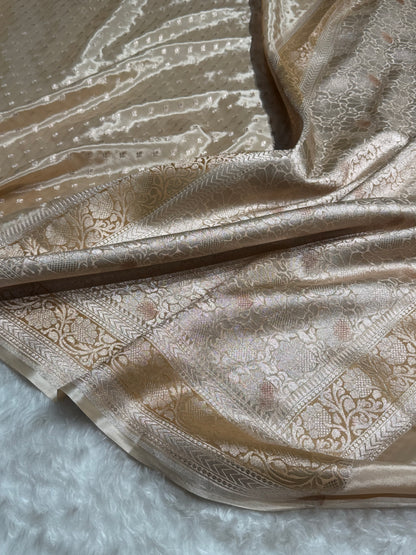 Tusser Shades With Contrast Border Crepe Silky Katan Banarasi Saree CSK-04