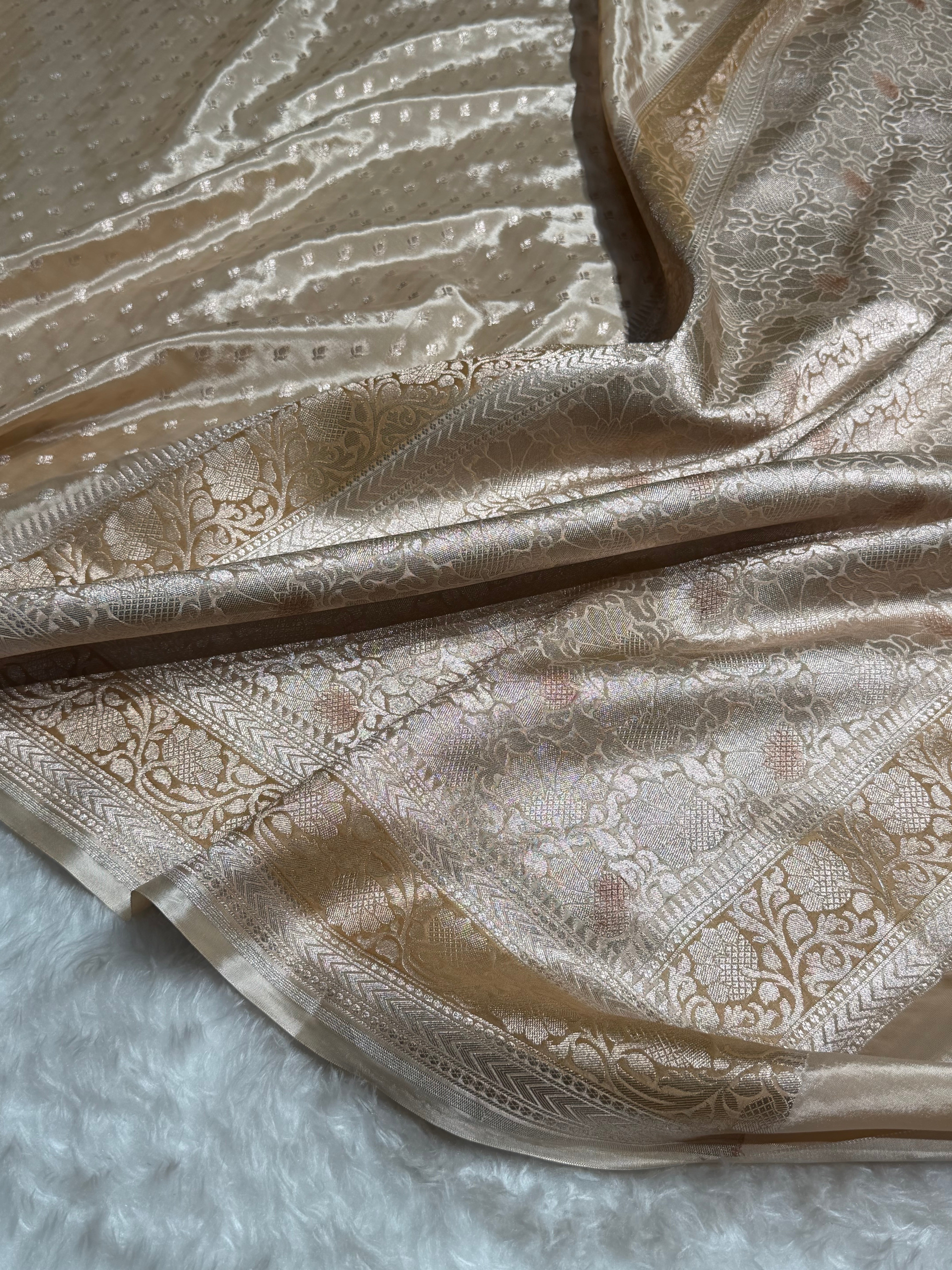 Tusser Shades With Contrast Border Crepe Silky Katan Banarasi Saree CSK-04