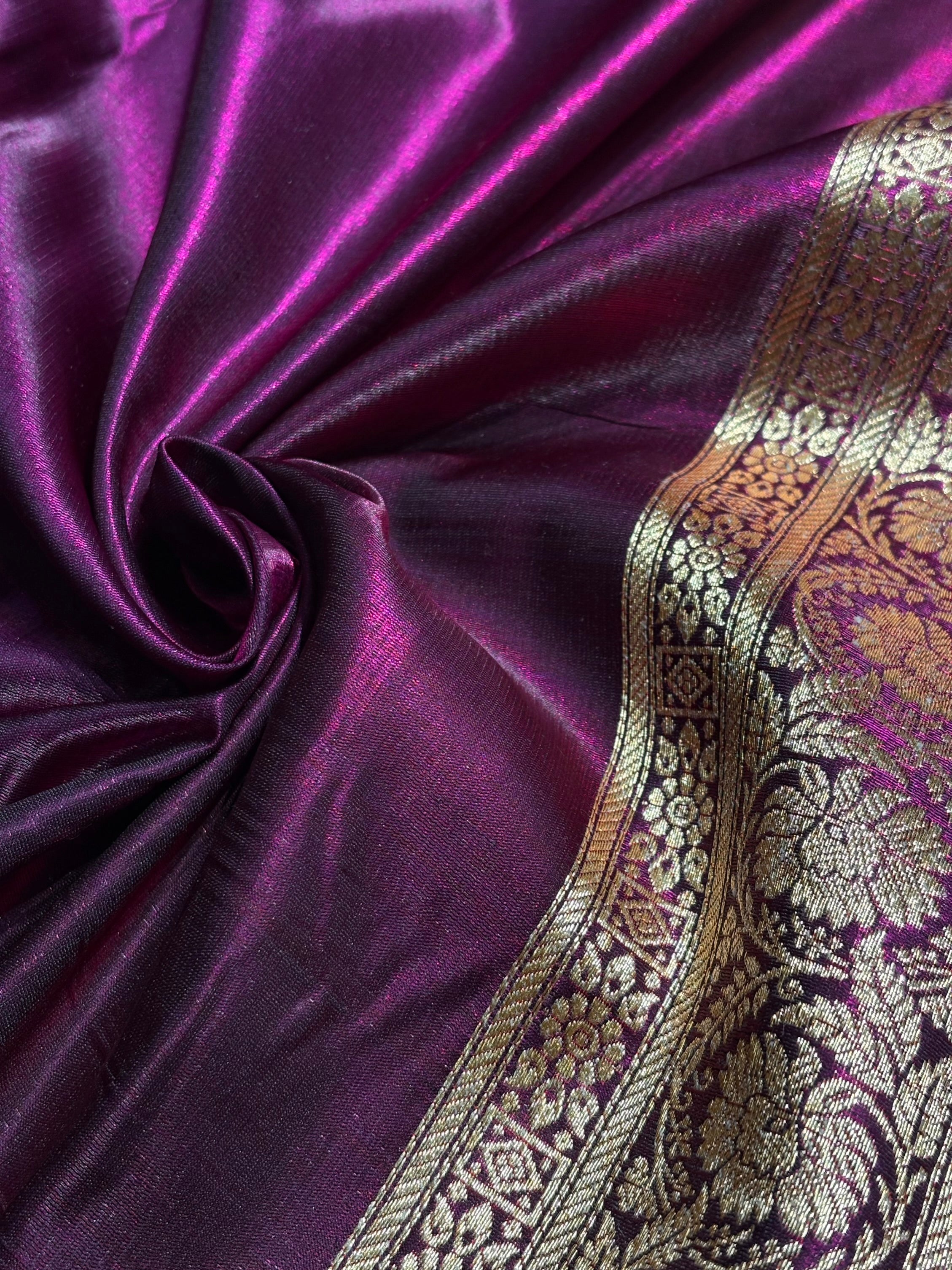 Wine Shades Banarasi Satin Silk Saree SS32