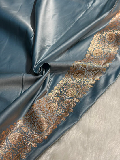 Nile Blue Booti Katan Silk Saree SK09