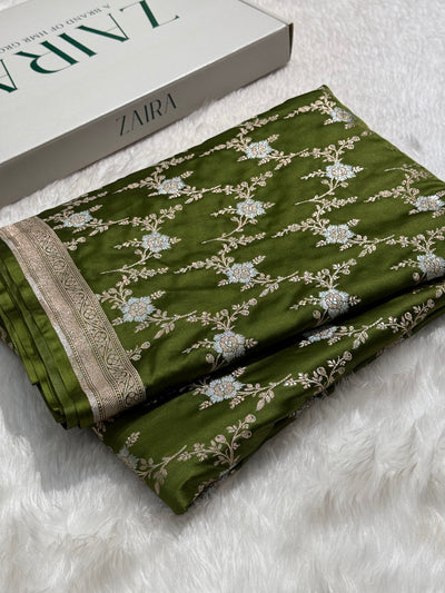 Mehandi Rupa Sona Jaal Mashru Silk Saree MCS08