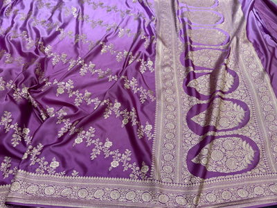 Ombre Lavender Cross Mashru Silk Saree