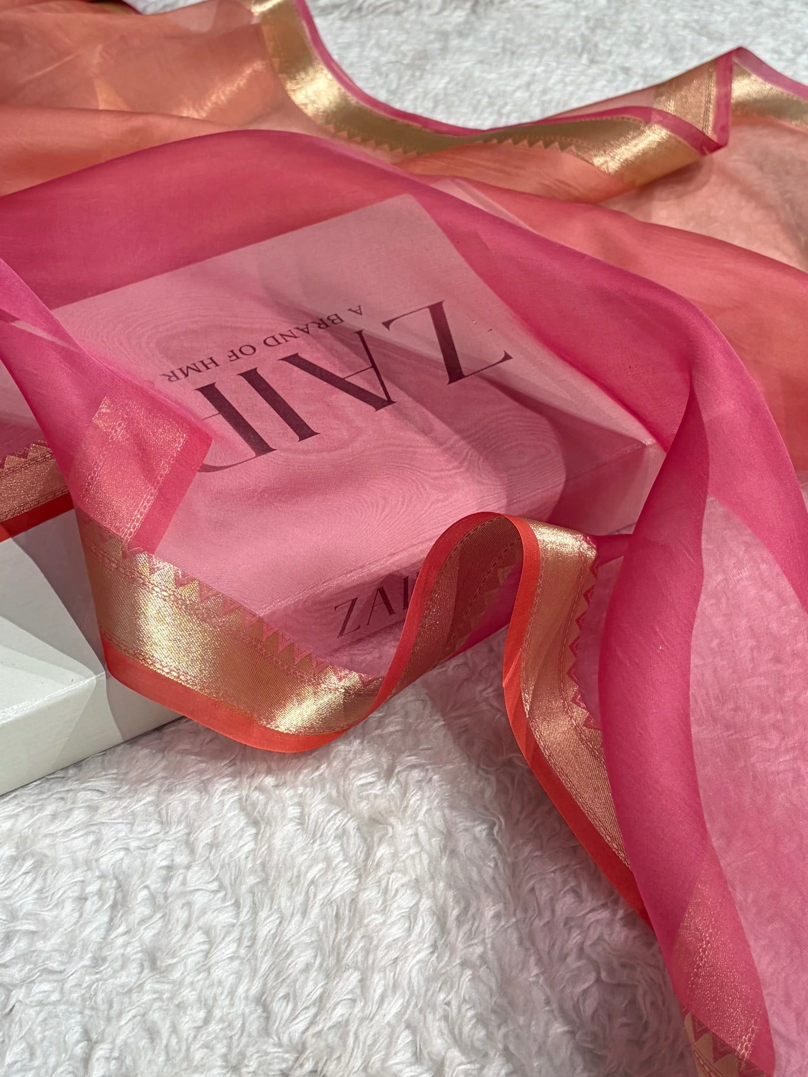 Ombre Rani Pure Organza  Banarasi Silk Saree PO-01