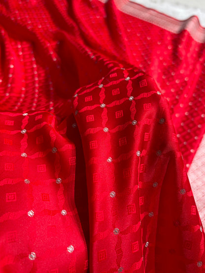 Red Shades Tanchoi Motif Mashru Silk Saree MST-14