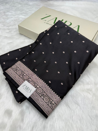 Black shade Booti Mashru Silk Saree MCS26
