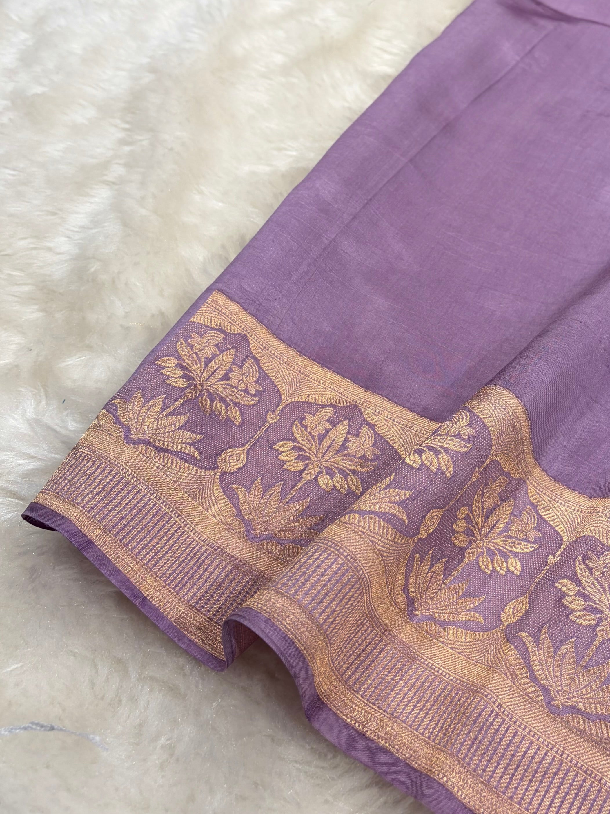 Banarasi Lavender Shades Handwoven Pure Paper Silk Saree RM-89