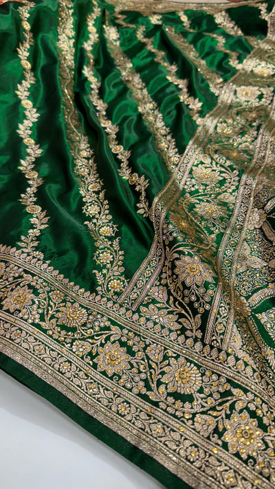 Bottle green Satin Cross with Ari and Stone BSS10