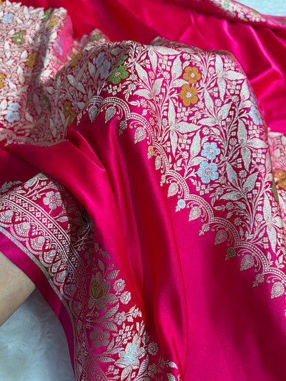 Rani Shades Banarasi Minakari Boota Skirt Pattern Floral Mashru Silk Saree MSM-116