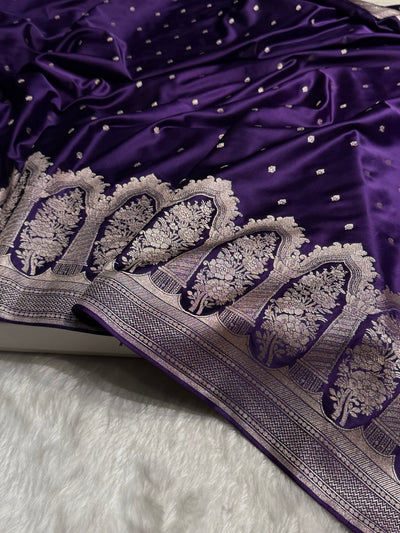Banarasi Skirt Border Pattern in Purple Shades Floral Mashru Silk Saree MCS94