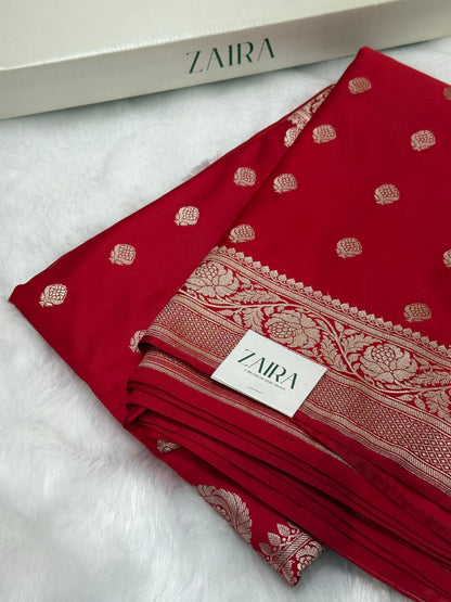 Red Shades Floral Boota Mashru Silk Saree MSM 77