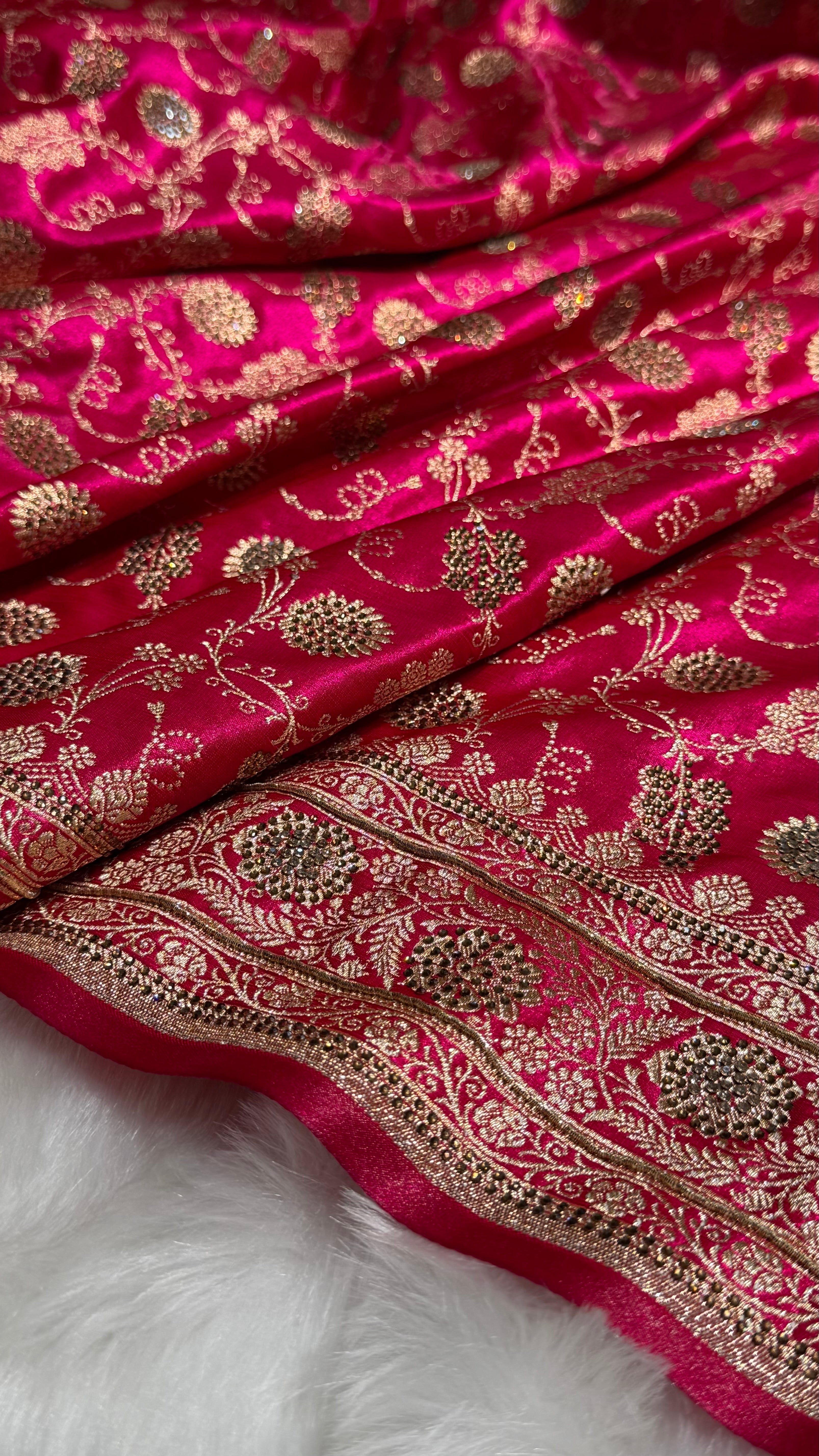 Rani Satin Silk Jaal with Swavroski Work BSS17