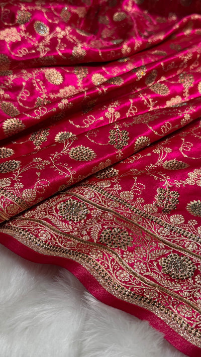 Rani Satin Silk Jaal with Swavroski Work BSS17
