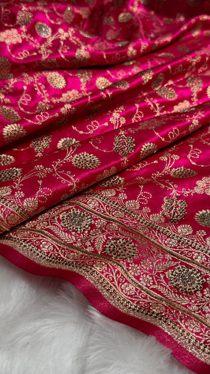 Rani Satin Silk Jaal with Swavroski Work BSS17