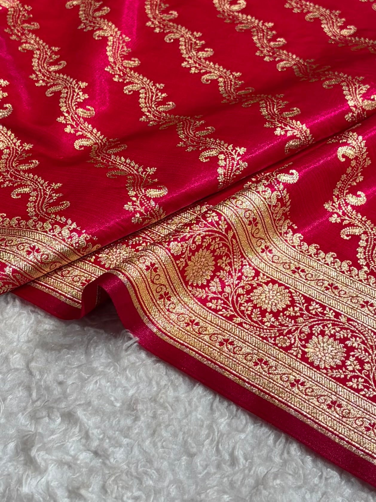 Cross Rani Shades Cross Pattern Banarasi Satin Silk Saree SS39