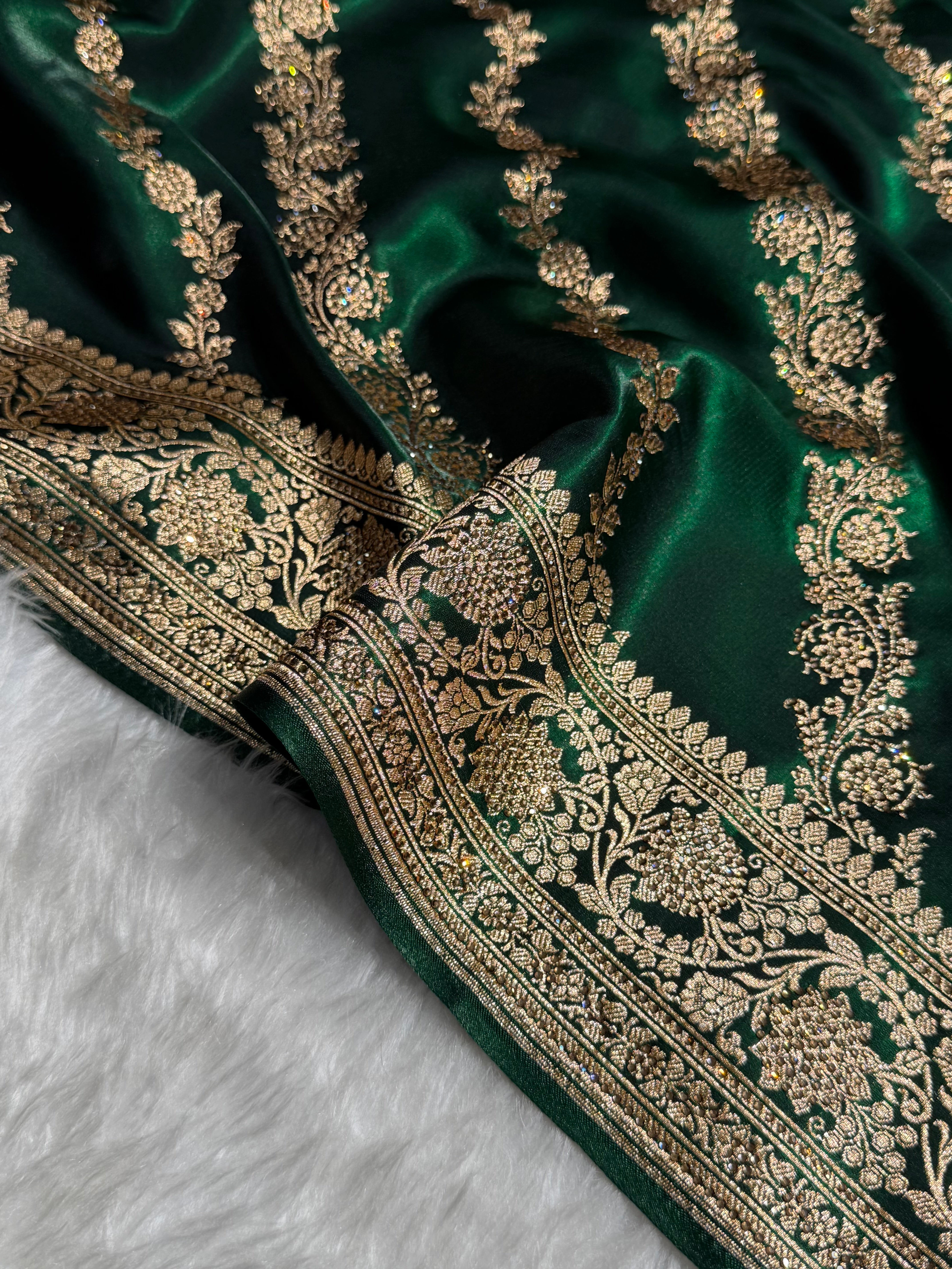 Bottle Green Shades Cross with Swarovski Stone Work BSS10