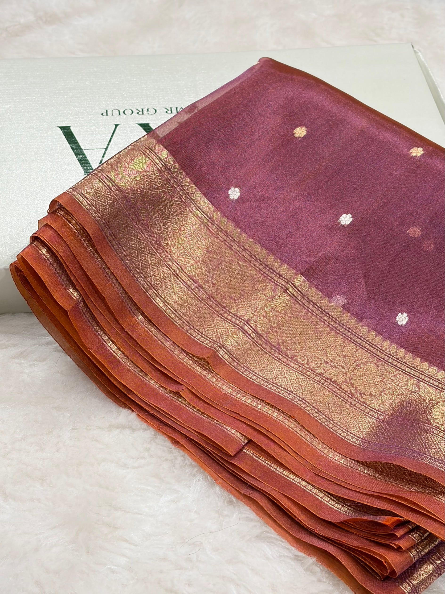 Cross Baby Peach Shades Boota Pure Tissue Silk Saree PT-21