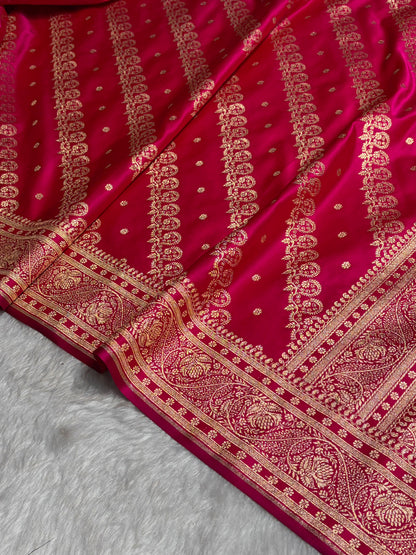 Cross Rani Shades Cross Floral Pattern Satin Katan Silk Saree SK79