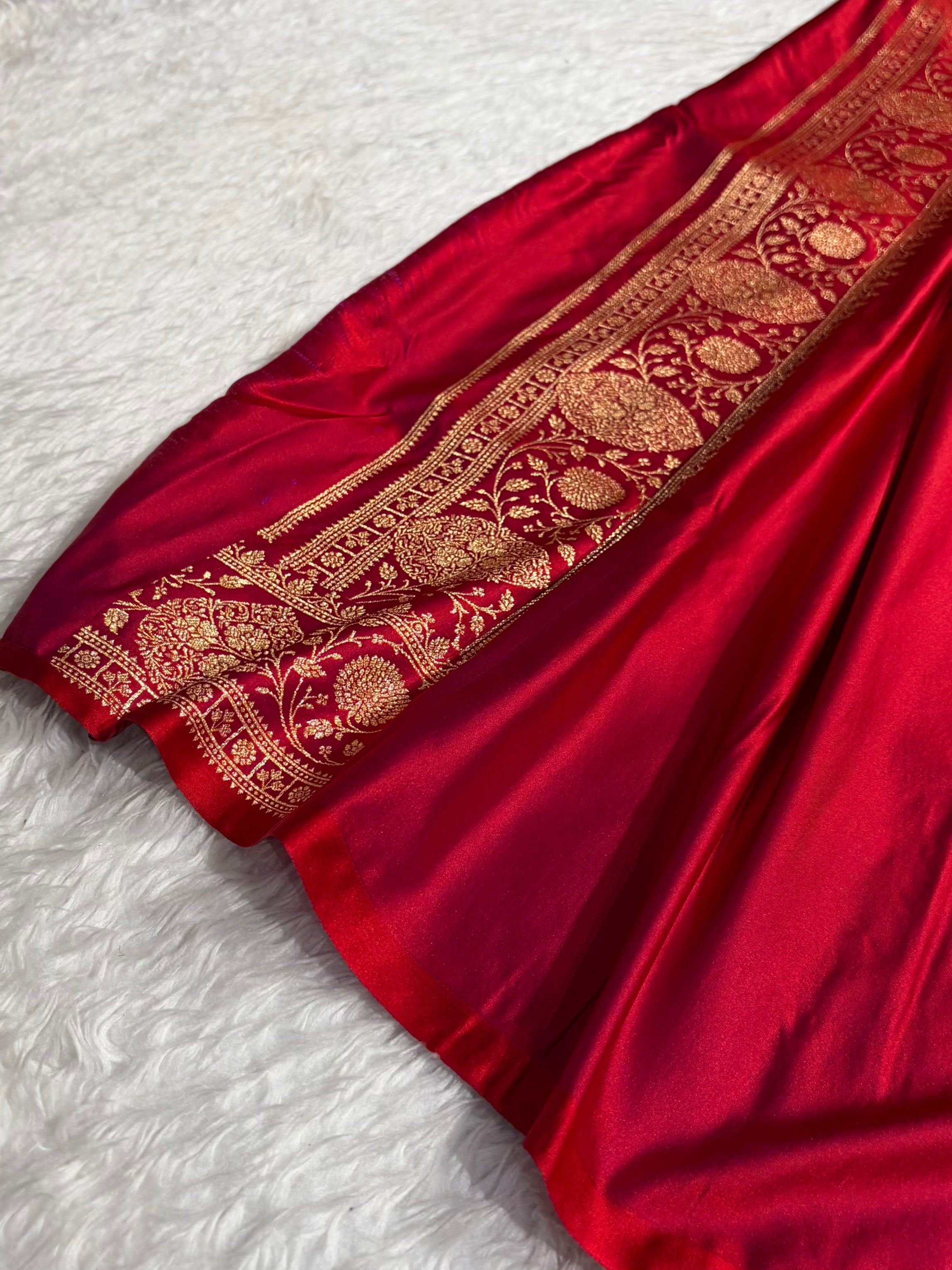 Banarasi Satin Katan Saree With Boota in Purplish Red Shades SK98