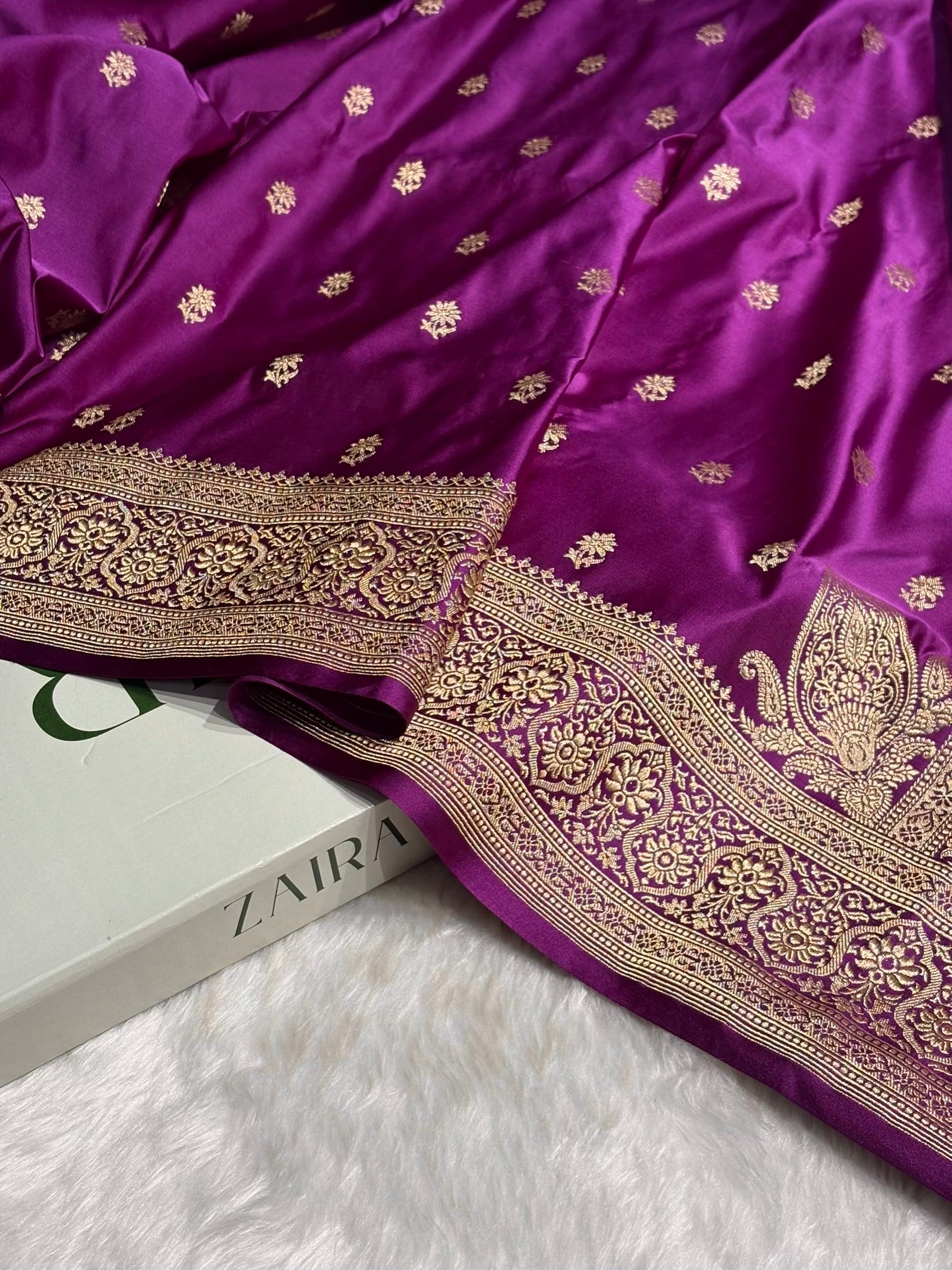 Magenta Floral Booti Katan Silk Saree SK62