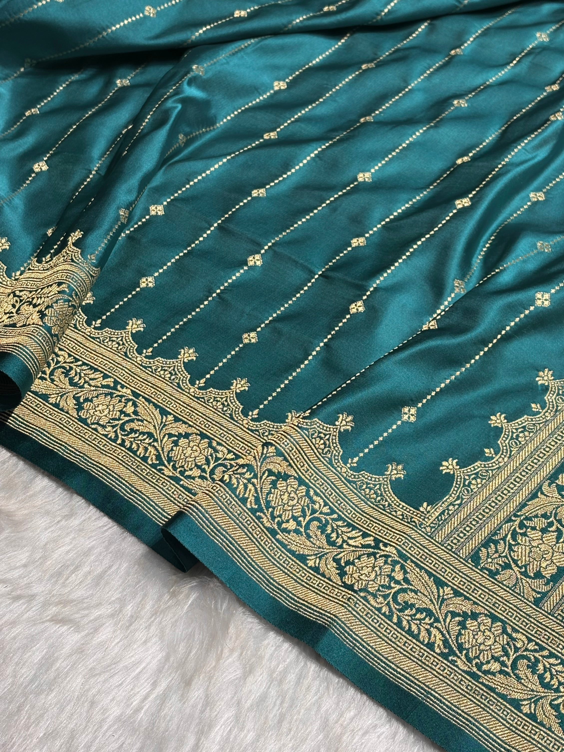 Dusty Rama Shades Satin Katan Silk Saree SK63