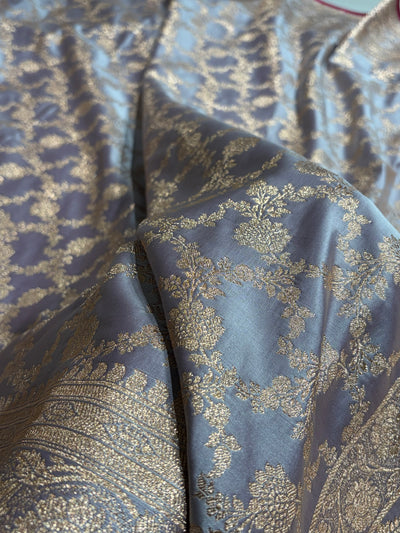 Grape Shades Jaal Pattern Satin Katan Silk Saree SK25