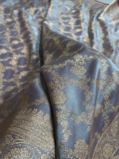 Grape Shades Jaal Pattern Satin Katan Silk Saree SK25